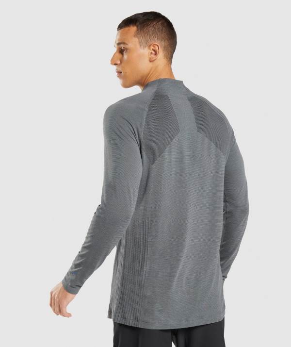 Panske Pulovre Gymshark Retake Seamless 1/4 Zip Čierne Siva | AO0852976
